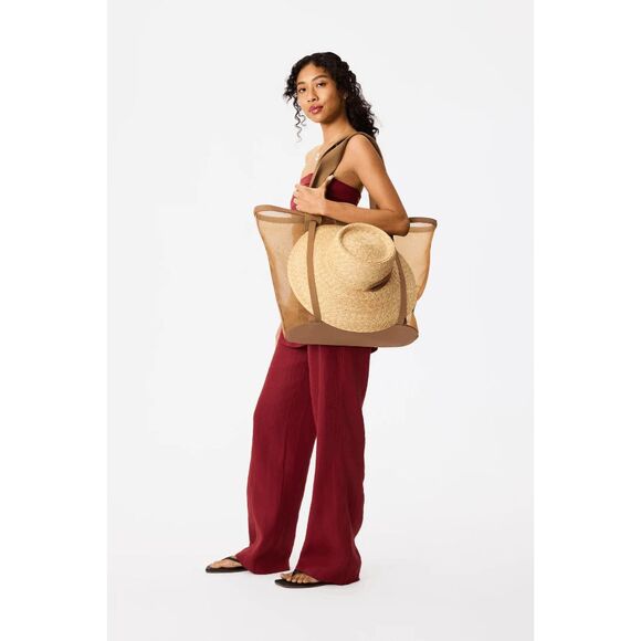 NWT Beis Mesh Beach Tote in Camel Tan - Picture 1 of 3